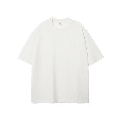 ZODF Summer Men 100% Cotton Solid Oversized Heavyweight 305gsm No-Shrink T-Shirt HY0165 - WHITE / M / China Mainland