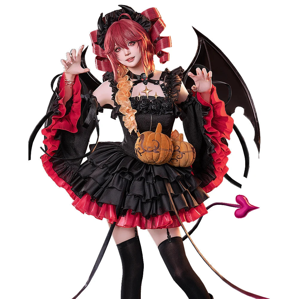 Tetoo Cosplay Costume Game Cosplay DokiDoki-R Women Cute Halloween Evil Dress Kasanee Tetoo Cosplay Wings