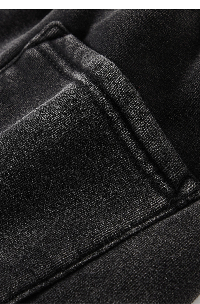 ZODF Vintage Men 360gsm Thick Fleece Sweatpants Women Unisex Loose Washed Distressed Warm Joggers Pants For Winter HY0749