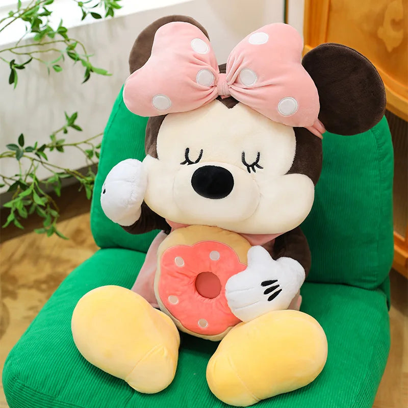 Large Size 80cm New Minnie Mickey Mouse Couples Doughnut Kawaii Movies Stuffed Plush Toy Doll Birthday Girlfriend Girl Xmas Gift