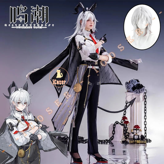 iCoser Wuthering Waves Zani Cosplay Costume Wig Uniform Headwear Tail Earrings Rinascita Halloween Party for Women Carnival Prop