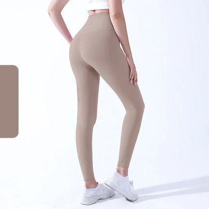 The Codex Seamless Yoga Leggings for Women – Athletic Gym Workout Fitness Pants Tights - Milk Coffee / XL