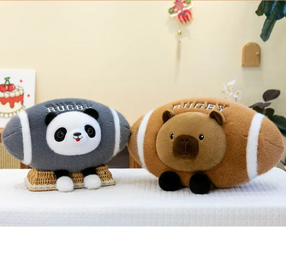 Creative Rugby Capybara Doll Cute Panda Plush Toys Pillow Capibara Seat Cushion Girls Children Birthday Gift Soft Stuffed Animal