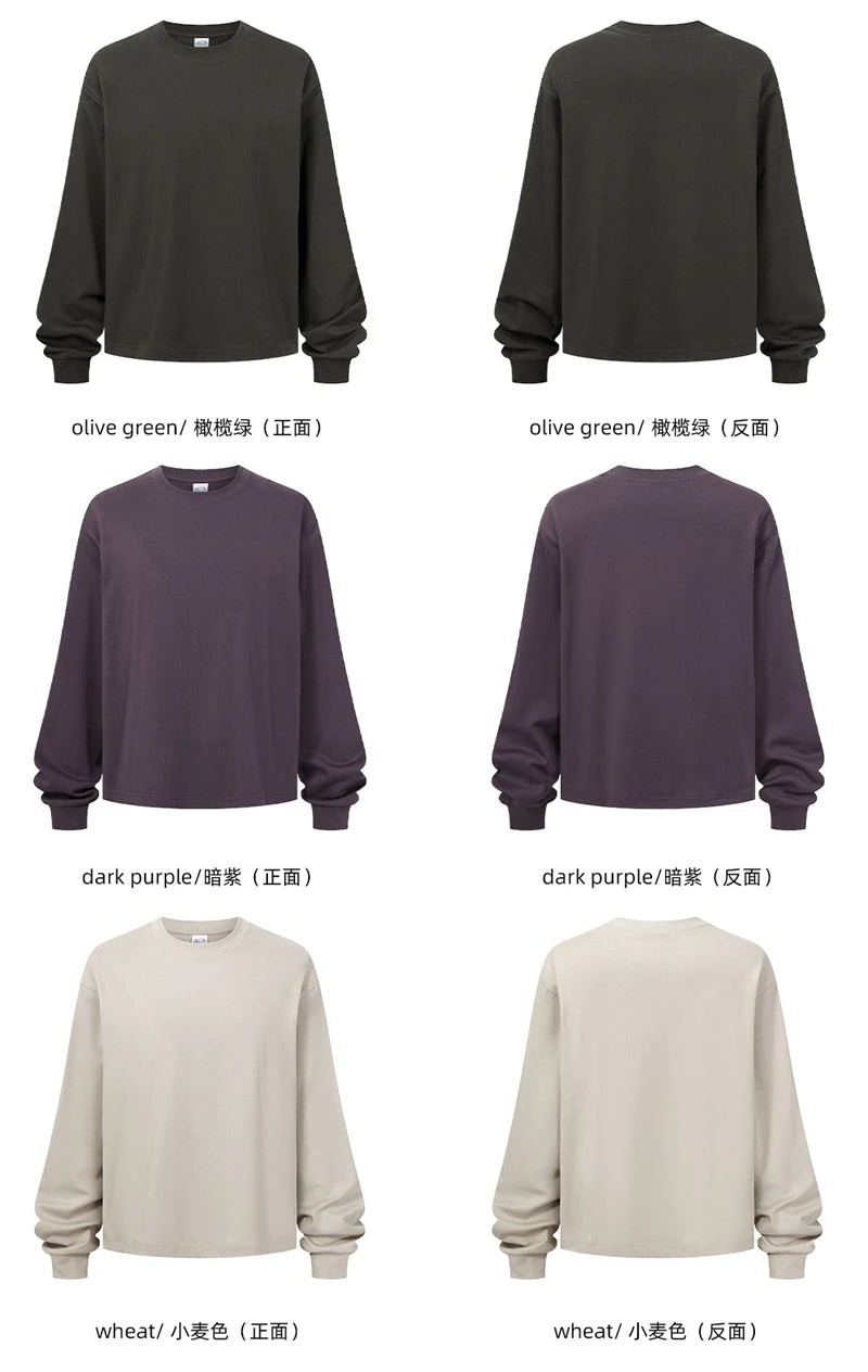 ZODF Trendy Autumn Full Sleeve 245gsm T-Shirts For Men Unisex Loose Solid Quick Dry Antibacterial T Shirt Brand Tees HY1162