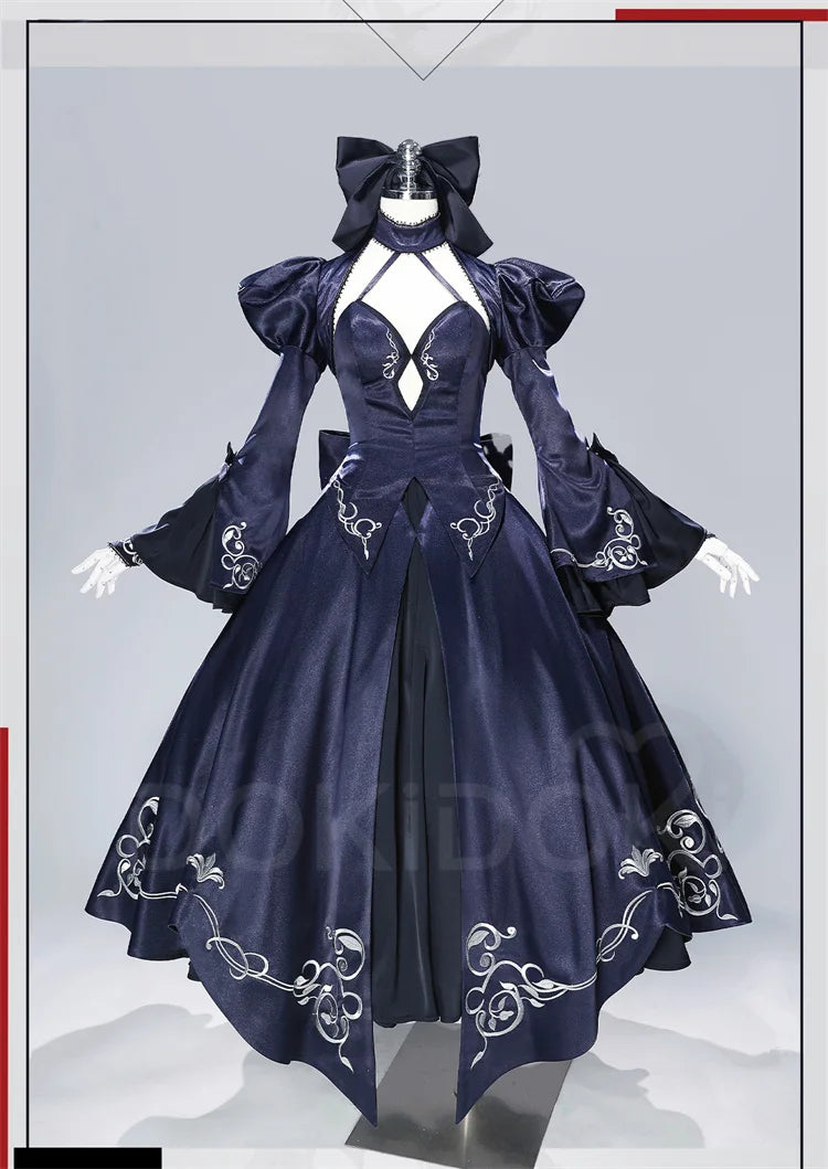 Saber Artoria Pendragon Cosplay Costume Game Fate/stay Night DokiDoki-R Women Black Saber Dress