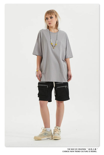 ZODF Trendy 2025 Men Basic Solid Cotton T-Shirts Unisex Male 190gsm Summer Loose Comfortable Soft Tees Shirt Streetwears HY0040