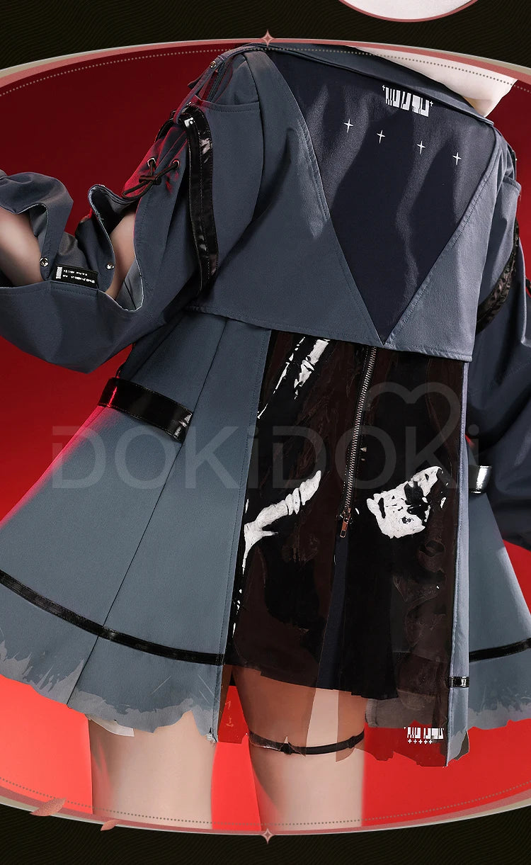 CHISA Cosplay Costume Game Wuthering Waves DokiDoki-SR Women Black JK Uniform Halloween CHISA Suit Coat Cosplay Wig