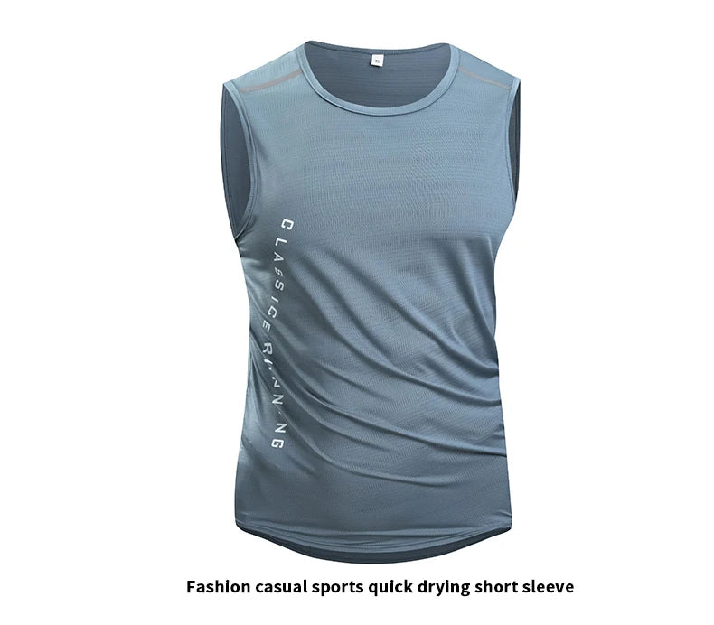 Chrlck Men’s Quick Drying Running Vest Breathable Mesh Sleeveless Gym Fitness Tank Top