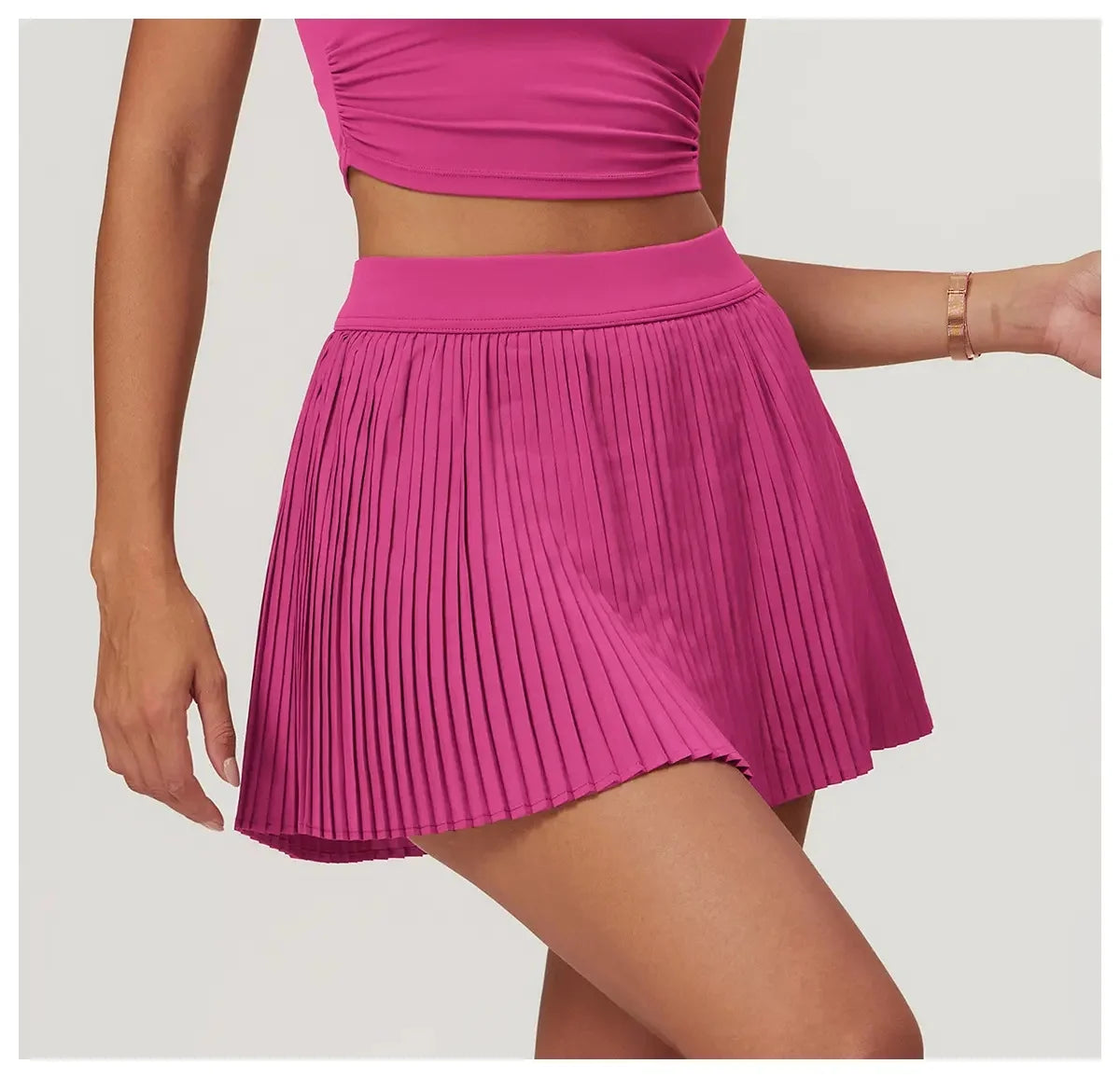 Women’s 2-in-1 Pleated Golf Tennis Skirt with Inner Pocket and Built-in Shorts
