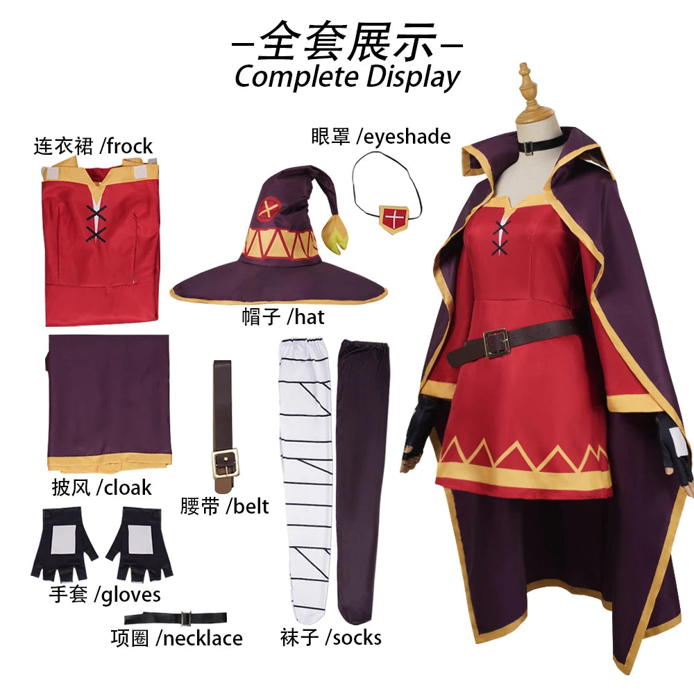 Anime Megumin Cosplay Costume Women Polyester Dress and Wig Set - costume / M / Other