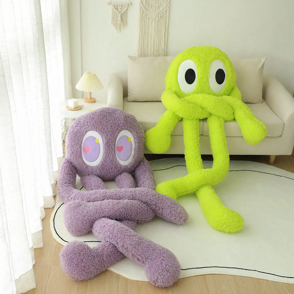 2M Giant Ferry Plush Green Alien Monster Toy Stuffed Long Legs Octopus Throw Pillow Boyfriend  Red Heart Eye Decor Cushion