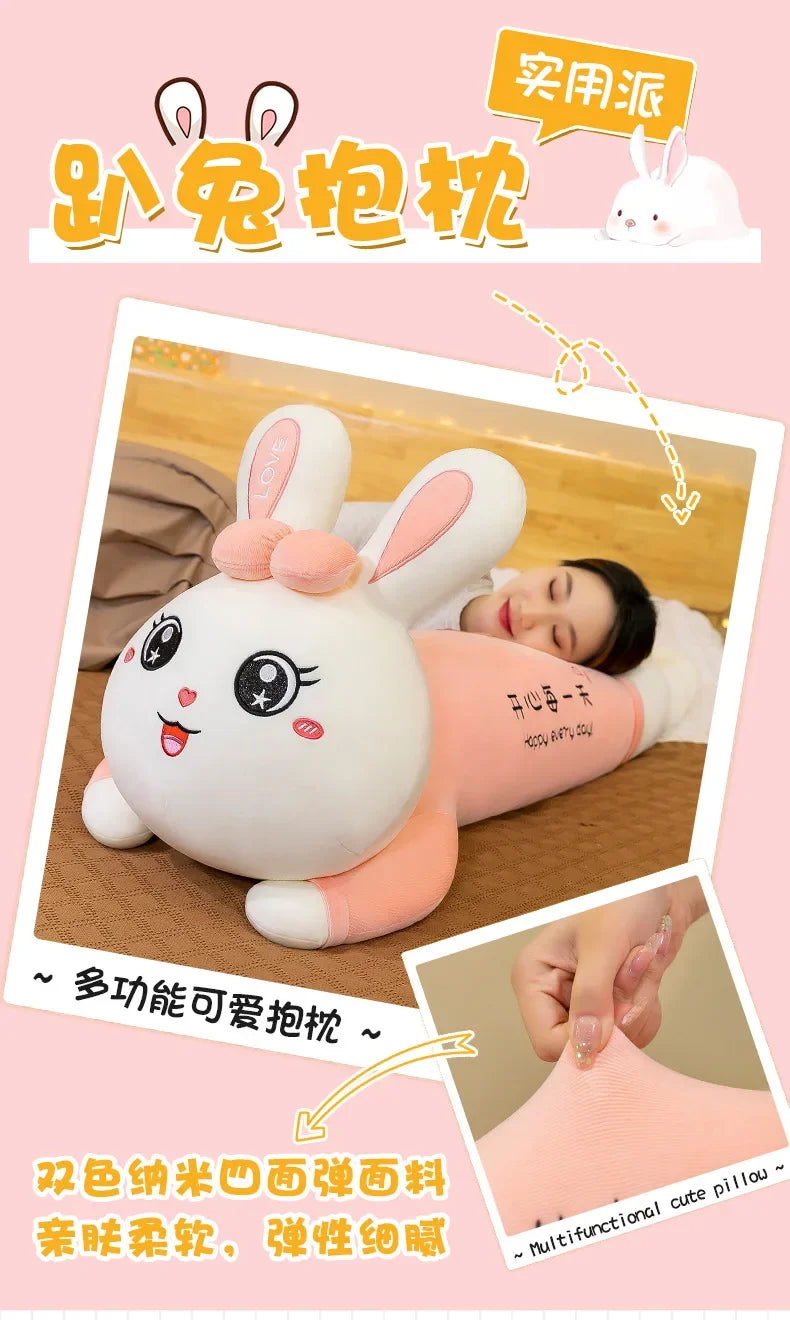 New 70-110cm Cute Rabbit Girlfriend Pillow Plush Toys Stuffed Pause Office Nap Sleep Pillow Cushion Gift Doll for Kids Girls