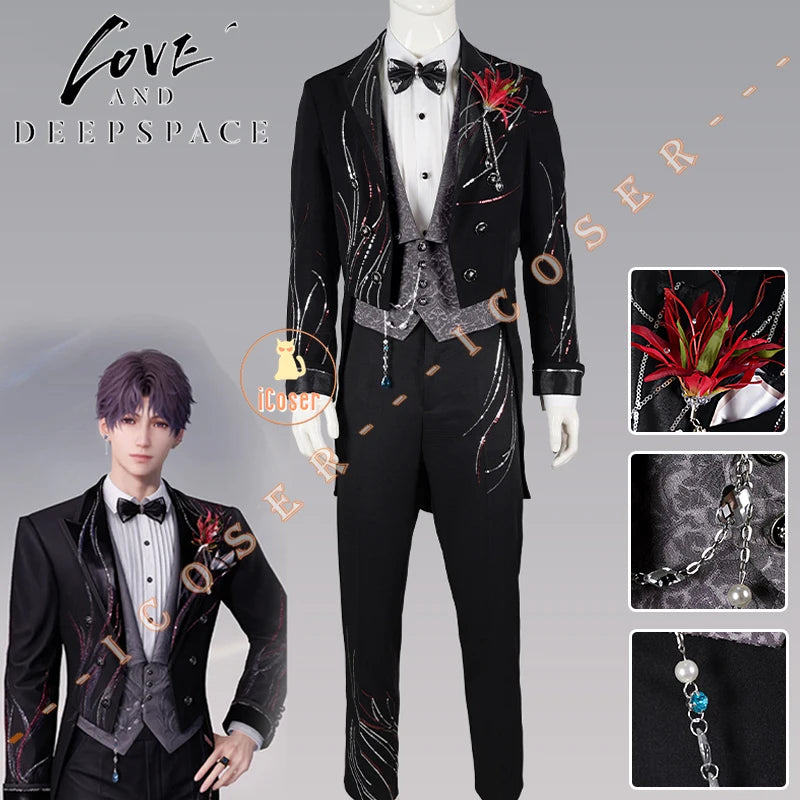 Love and Deepspace Rafayel Wedding Cosplay Costume Wig Suit Uniform Halloween Party for Women Men Carnival Game Outfit iCoser