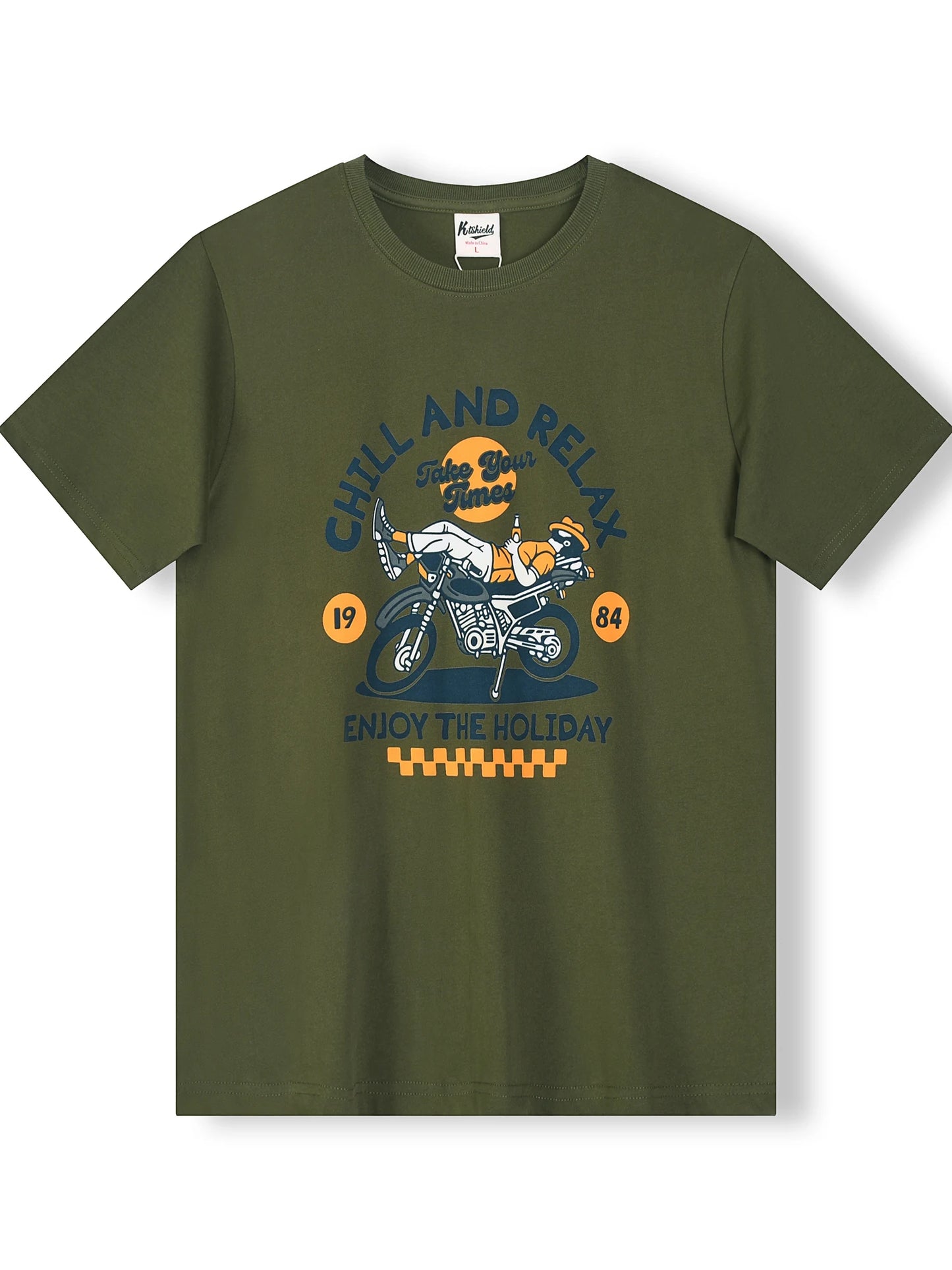 Summer New American Retro Short-sleeved O-neck Motorcycle Printed T-shirt Men's Fashion 100% Cotton Washed Casual Sport Tops