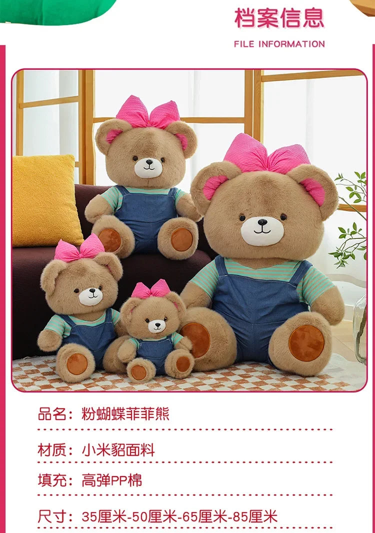 Cute Classic Butterfly Feifei Bear Plush Toys Kawaii Bow Tie Bear Plushie Pillow Stuffed Soft Dolls for Kids Girls Lover Gifts