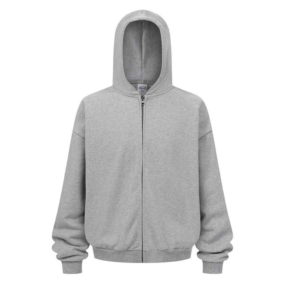 ZODF Trendy Winter Man Warm 430gsm Fleece Zipper Hoodies Unisex Solid Loose Zip-Up Hooded Coats Brand Outfit HY1130