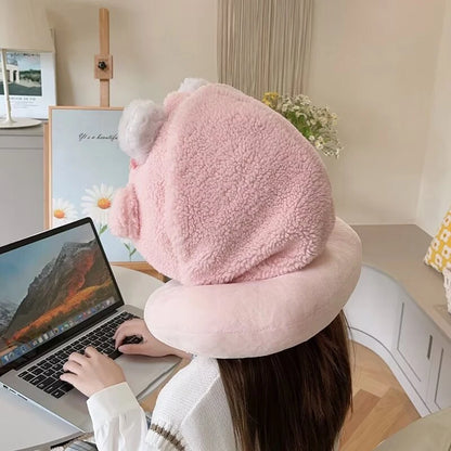 Lovely My Melody U-shaped Hooded Pillow Kawaii Japanese Style Blackout Travel Pillow Office Cartoon Nap Pillow Pink Girl