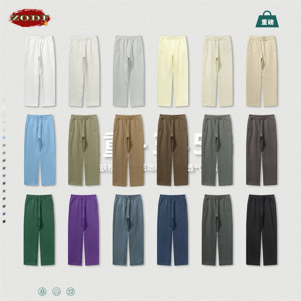 ZODF 345gsm Fleece Straight Pants for Men Unisex Loose Comfortable Sport Trousers Autumn Winter HY0864
