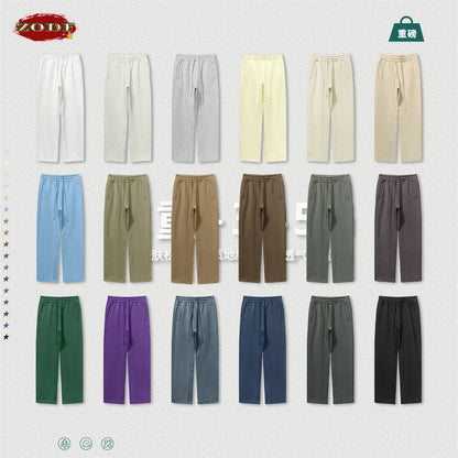 ZODF 345gsm Fleece Straight Pants for Men Unisex Loose Comfortable Sport Trousers Autumn Winter HY0864
