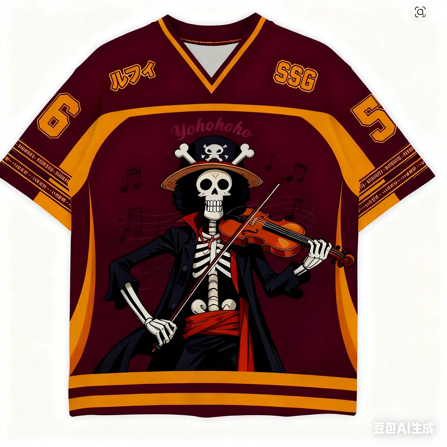 2526 New Bandai Anime One Piece Luffy Summer Jersey T-shirt Oversized 3D Adult and Children's Multifunctional Top Christmas