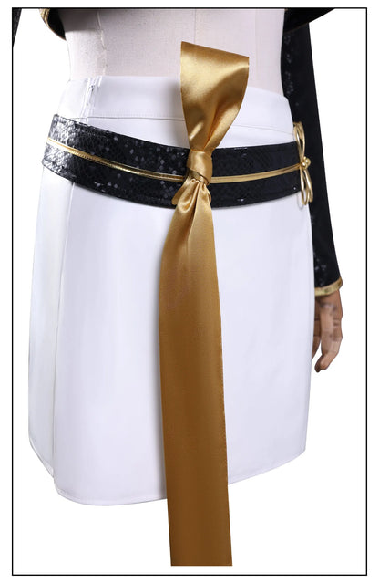 KPop Demon Hunters Mira Cosplay Costume Black Gold Skirt Huntrix Golden Uniform Headwear Halloween Party for Women Girls Props