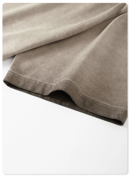 ZODF 2023 Men's Summer 255G Wash Gradient Fried Cotton T Shirt Round Neck Short Sleeve American Retro Loose T-Shirt HY0547