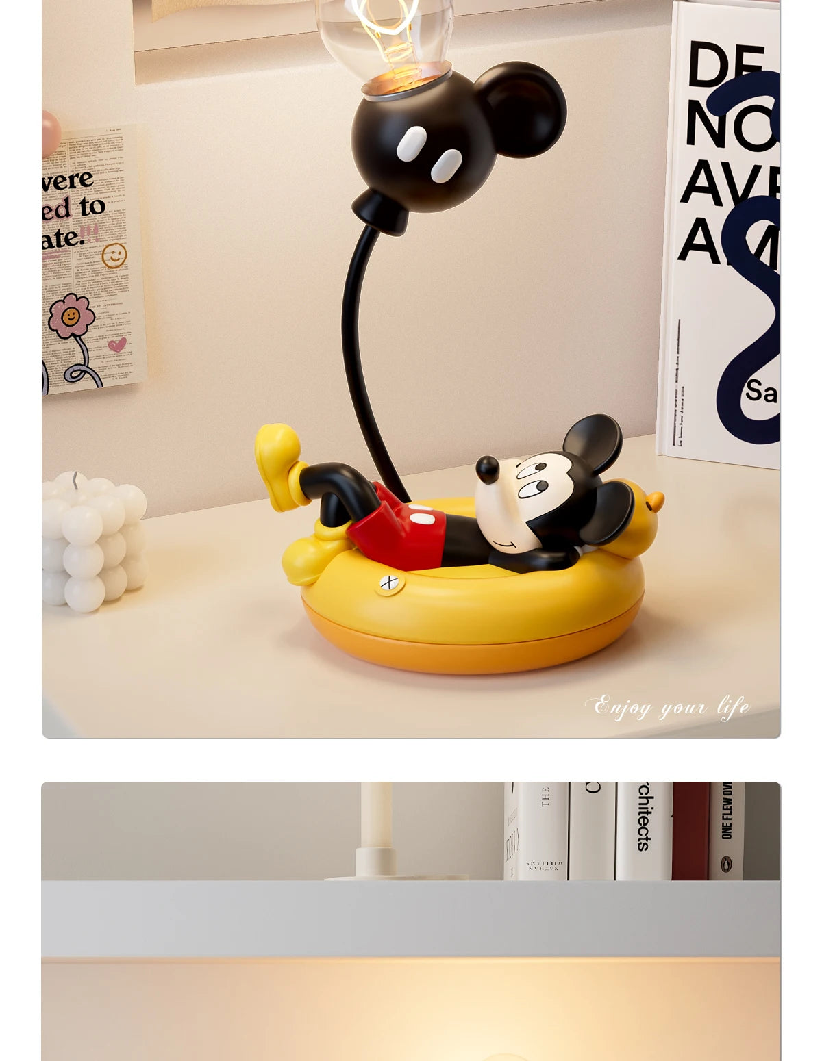 Mickey Figurine Night Light Cartoon Mickey Mouse 3d Doll Reading Lamp Cute Desktop Decor Statue Creative Desk Lamp for Kids Gift
