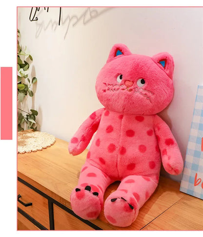 Cute Polka Dot Cat Plushie Doll Internet Famous Plush Toy Cat Doll Pillow Cushion for Girls Sleeping Gift Charming Skin-Friendly