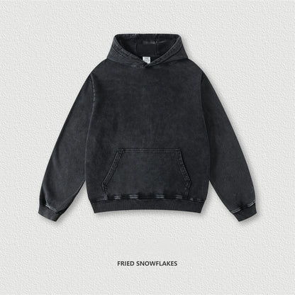 ZODF Retro Men Heavyweight Washed Cotton Hoodies Unisex Loose Thick 420gsm Hooded Sweatshirts Pullovers Coats HY0466