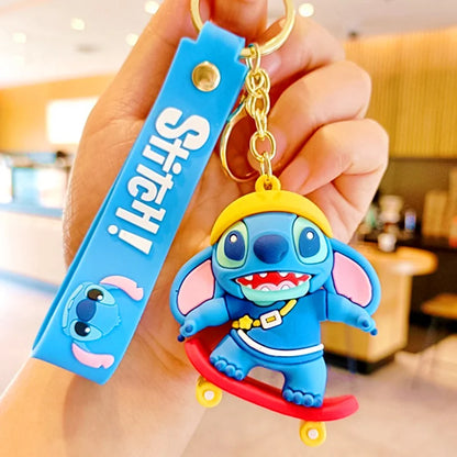 Wholesale Anime Disney Keychain Mickey Mouse Minnie Lilo & Stitch Cartoon Keyring Key Chain Car Pendant Kids Toys Gift