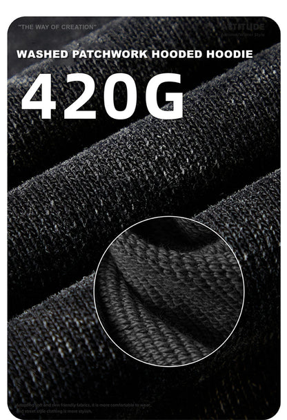 ZODF New Autumn Winter Batik Washed Cotton Sweatpants For Men Unisex Distressed Patchwork Loose 420gsm Sport Jogger Pants HY0724