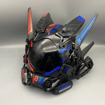 Cyber Punk Cos Mask Cosplay Mech Soldier With LED Light Rolling Subtitles Screen Mask Technology App Control Helmet Party Props