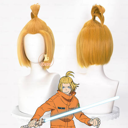 Arthur Boyle Cosplay Costume Wig Black Blue Uniform Anime Fire Force Protective Outer Jacket Halloween Party Women Men Carnival