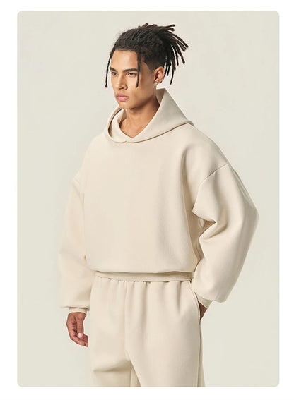 ZODF Trendy Winter 350gsm Solid Fleece Hooded Hoodies For Man Unisex Boxyfit Solid Warm Pullovers Brand Clothing HY0038