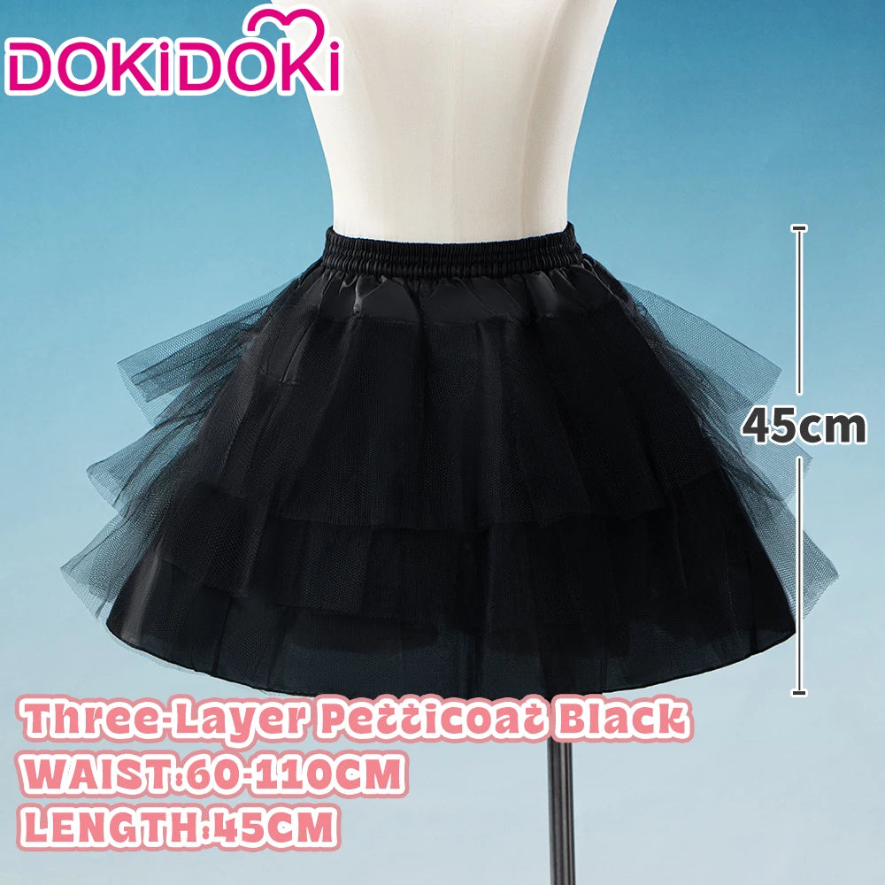 Underskirt Petticoats Bustle Cosplay Props Dokidoki Halloween Skirt Dress Long Short White Black - 45cm Ver / One Size