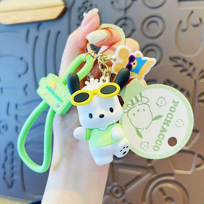 Hot Sanrio Pochacco Toy Mini Anime Action Figure Keyring Pendant Decoration Collection Keychain Model Doll Birthday Gift For Kid