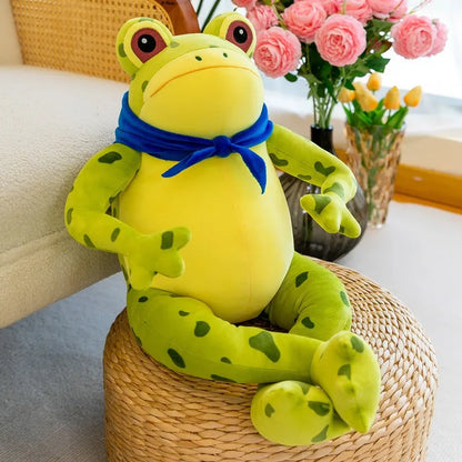 50cm Cute Cozy Frog Plushies Soft Stuffed Animal Funny Frog Toy with Scarf Kawaii Gift For Girl Boy Girlfriend