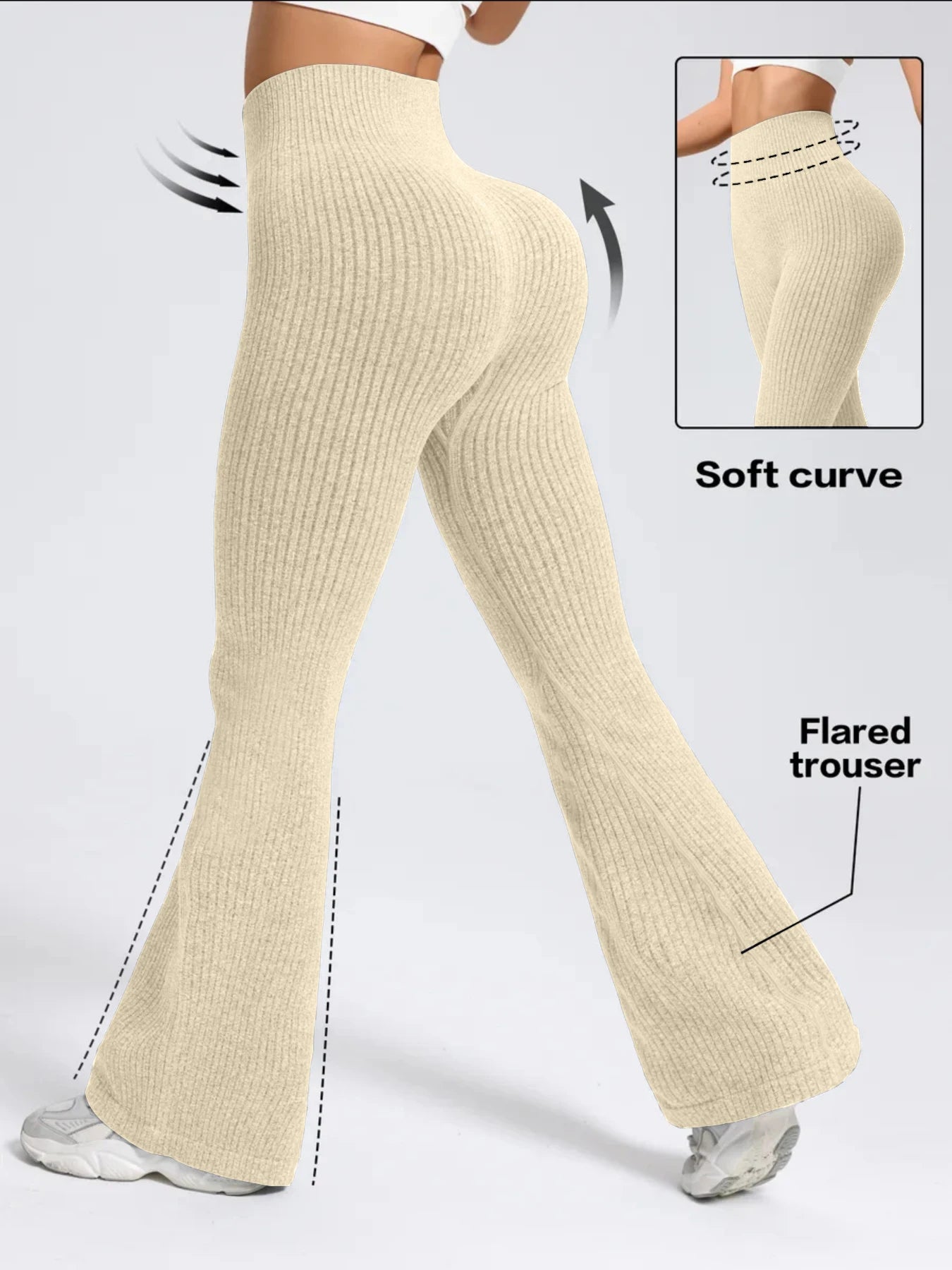 Women’s High-Waist Bell Bottom Pants Sporty Tight Fit Comfortable Elastic Waist Ideal for Exercise and Daily Wear