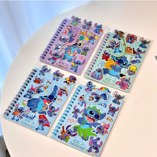 24pcs New Disney Stitch Cartoon Cute Handbag Coil Book Sticker Combination Book 27 Material Books Children'S Diy Handbag Gifts