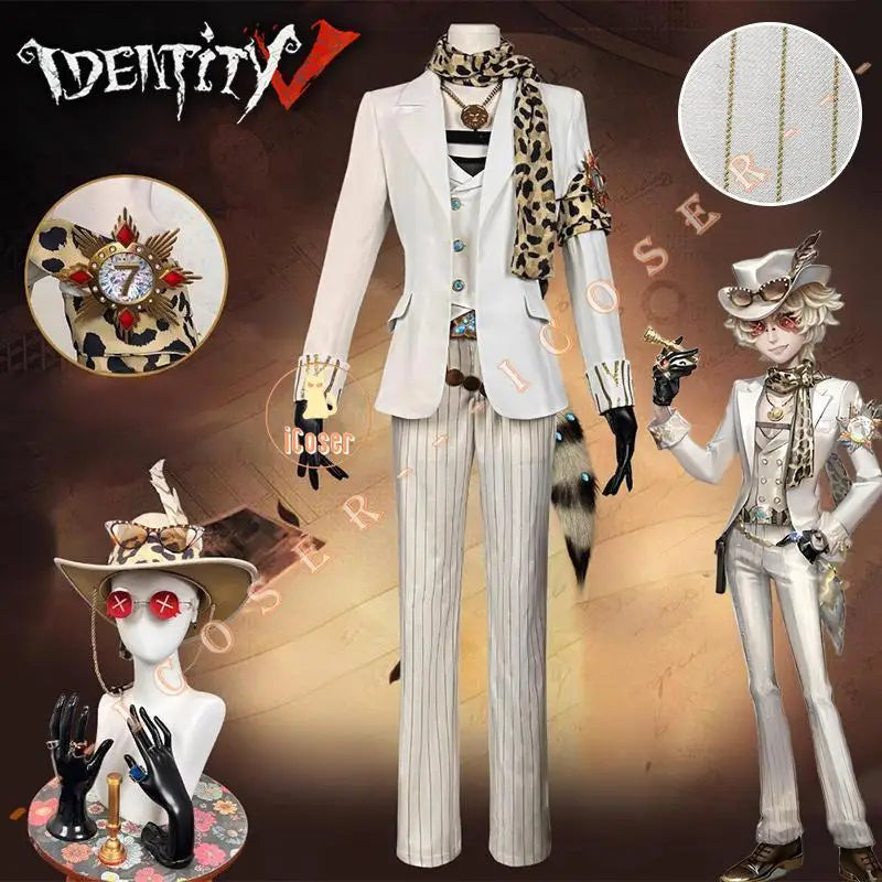 Identity V Prospector Cosplay Costume Norton Campbell Uniform Hat Glasses Gambler in The Spotlight Halloween Party for Women Men