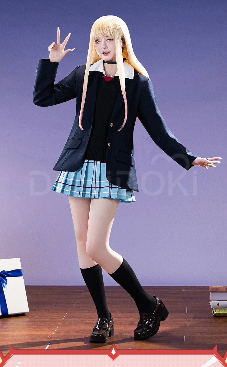 Kitagawa Marin Cosplay Costume Anime DokiDoki-R Women School Uniform JK Dress Black Suit Jacket Marin Cosplay Costume
