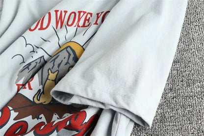 Summer New American Retro Short-sleeved O-neck Letter Printed T-shirt Men's Fashion Simple 100% Cotton Washed Casual Sport Tops