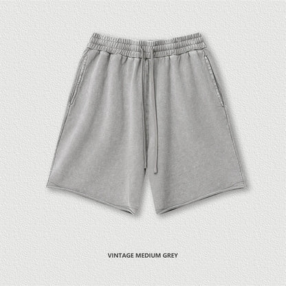 ZODF New 2025 Men Summer Loose Edge Washed Cotton Shorts Unisex Retro High Street Distressed 330gsm Shorts Brand Clothes HY1056