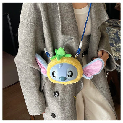 New Disney Stitch Cartoon Plush Backpack Cute Winter Gift For Girls Stuffed Animal Toy Plushie Bag Kids Carry-On Satchel