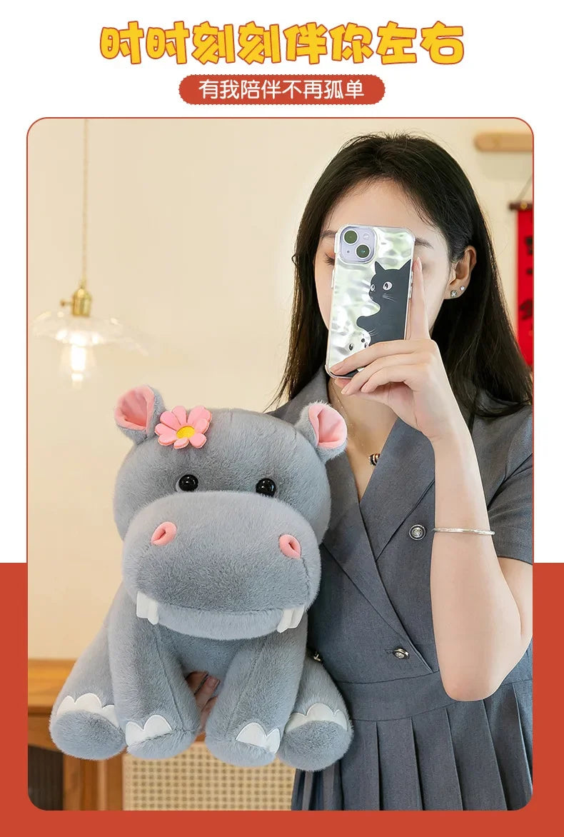 New 55cm Large Size Hippo Plush Toy Fluffty Kawaii Plushie Doll Simulation Hippo Doll Anime Cute Stuffed Animals Soft Plush Gift