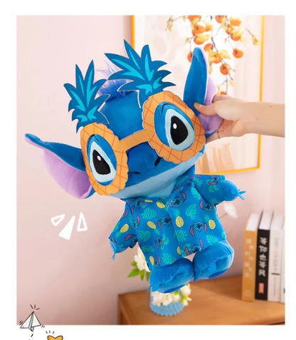 Disney Kawaii Plush Toy Stitch with Sunglasses Cute Pineapple Doll for Kids Birthday Xmas Gift Stuffy Animal Plushie Soft Toy