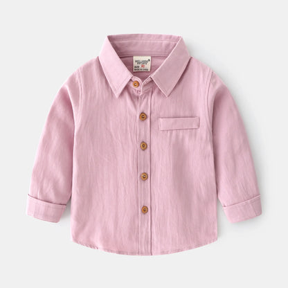 100Cotton Boys Shirts Turn-down Collar Boutique Kids Girls Blouse Long Sleeve for Children's Clothing Toddler 2 to 3 4 5 6 Years