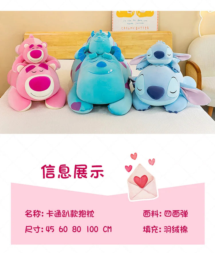 80cm Big Size Disney Lotso Stitch James P. Sullivan Stuffed Animal Cute Plushies Room Decoration Pillow Children's Holiday Gift