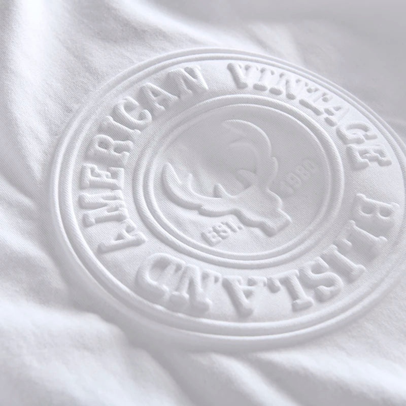 Summer New American Retro Short-sleeved O-neck 3D Printed T-shirt Men's Fashion Simple 100% Cotton Washed Casual Sport Tops