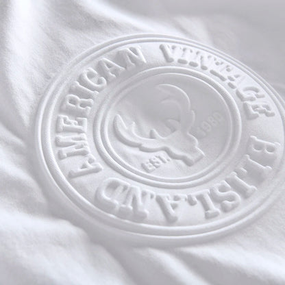 Summer New American Retro Short-sleeved O-neck 3D Printed T-shirt Men's Fashion Simple 100% Cotton Washed Casual Sport Tops